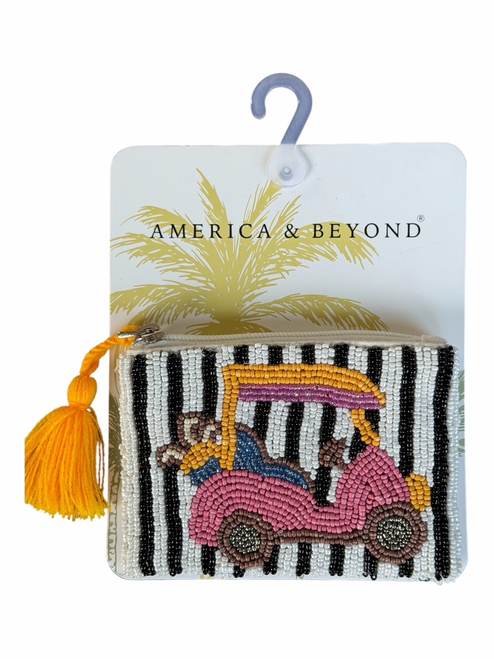 America & Beyond Beaded Pink Golf Cart Coin Purse NWT